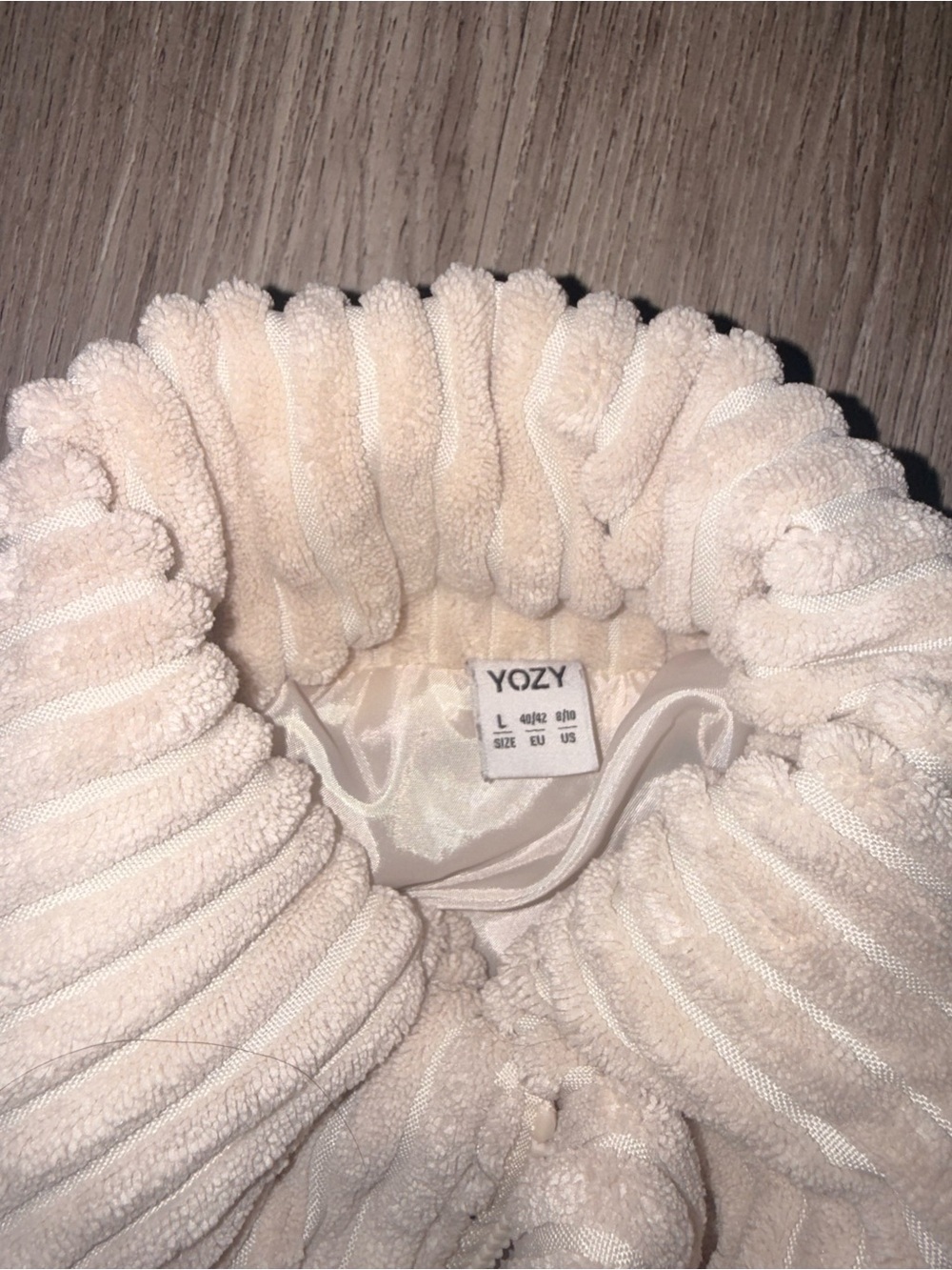 Plush Ribbed Zip-Front Jacket - Cream - Picture 3 of 3